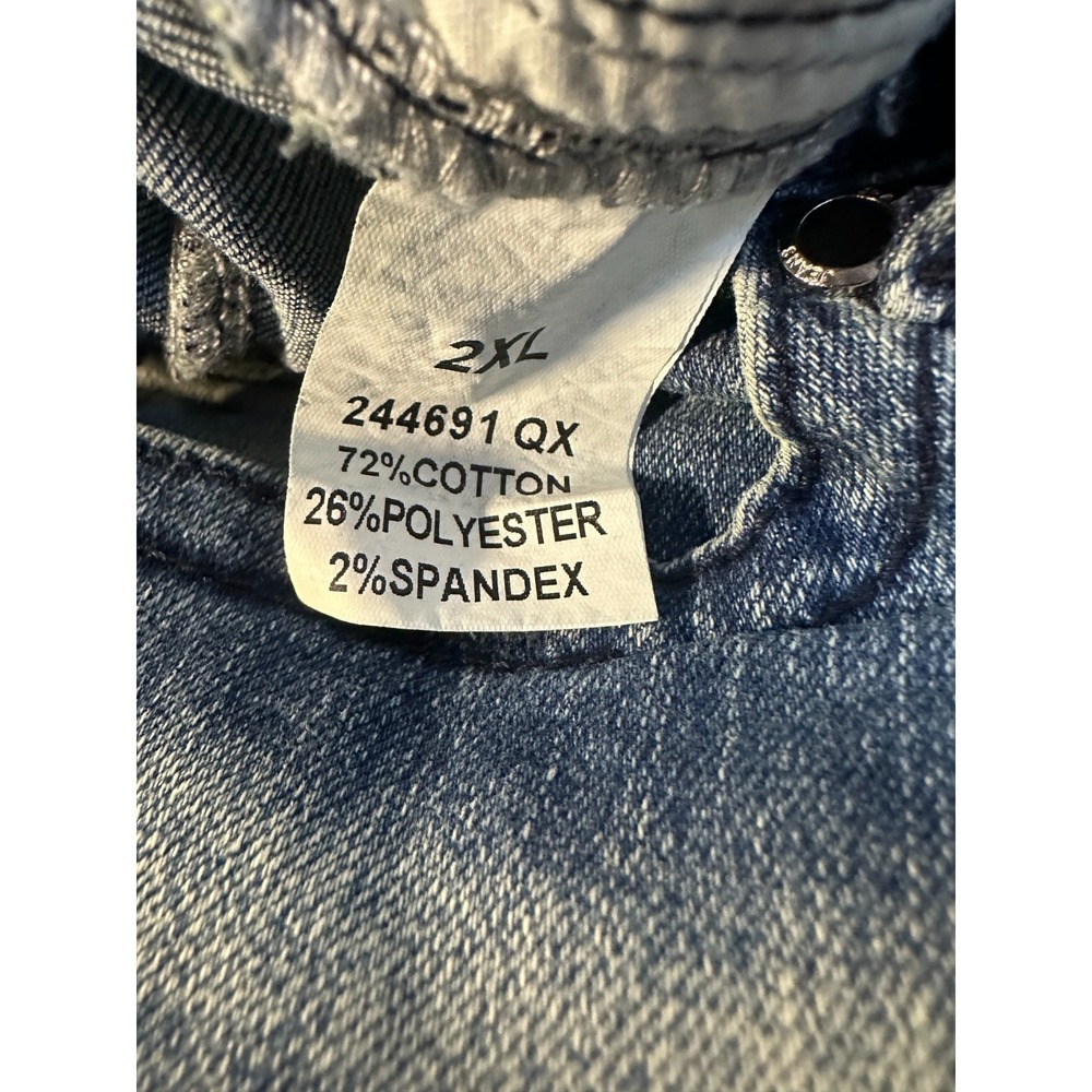 FLAMINGALS Cross Embroidery Ripped Double Button Mid Rise Bootcut Jeans 2XL - Picture 9 of 15